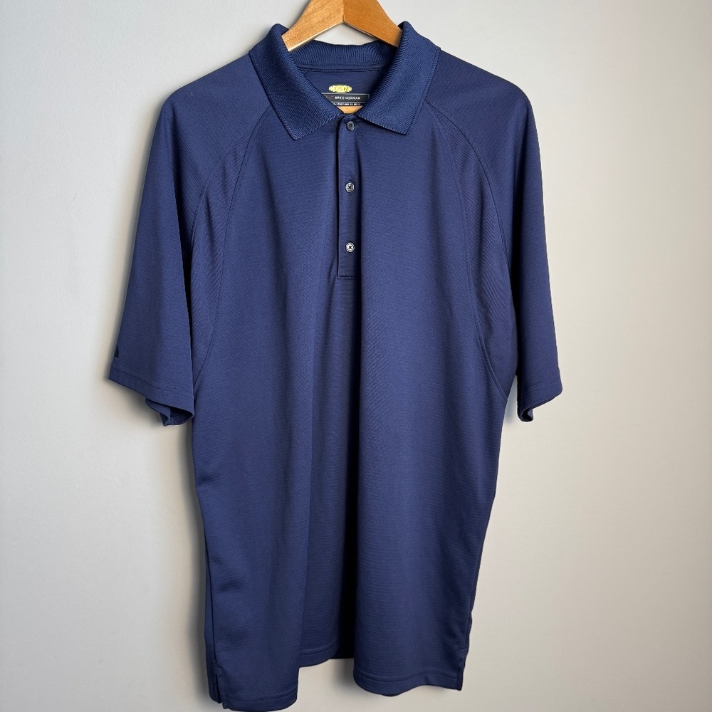 Greg Norman Play Dry Men's Short Sleeve Golf Performance Polo Shirt Navy Size XL